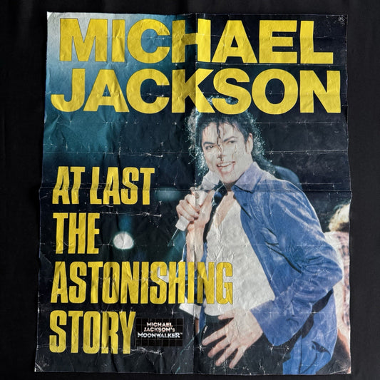 Michael Jackson Original Vintage Poster - Folded - Late 80s + Moonwalker Sticker