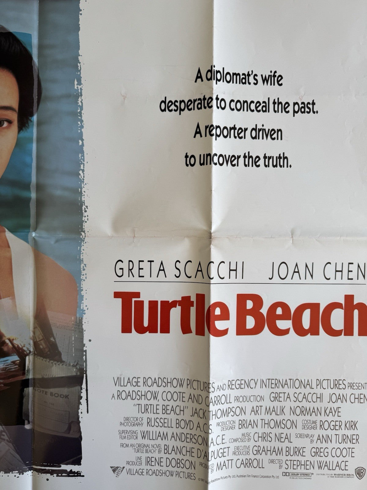 Turtle Beach 1992 Original UK Quad Film Poster Joan Chen Greta Scacchi - Folded