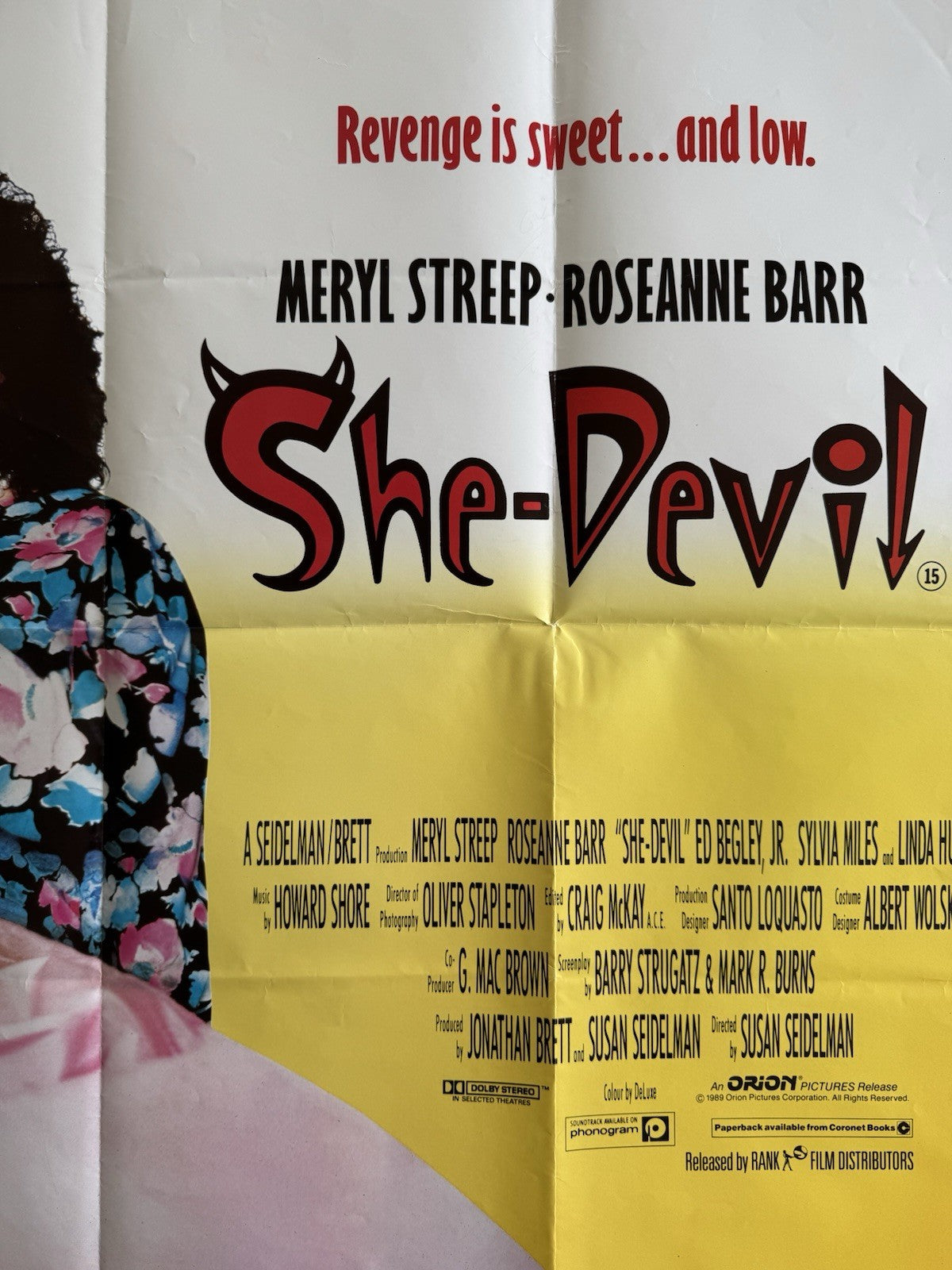She-Devil 1989 - Original UK Quad Movie Poster - Meryl Streep - Folded