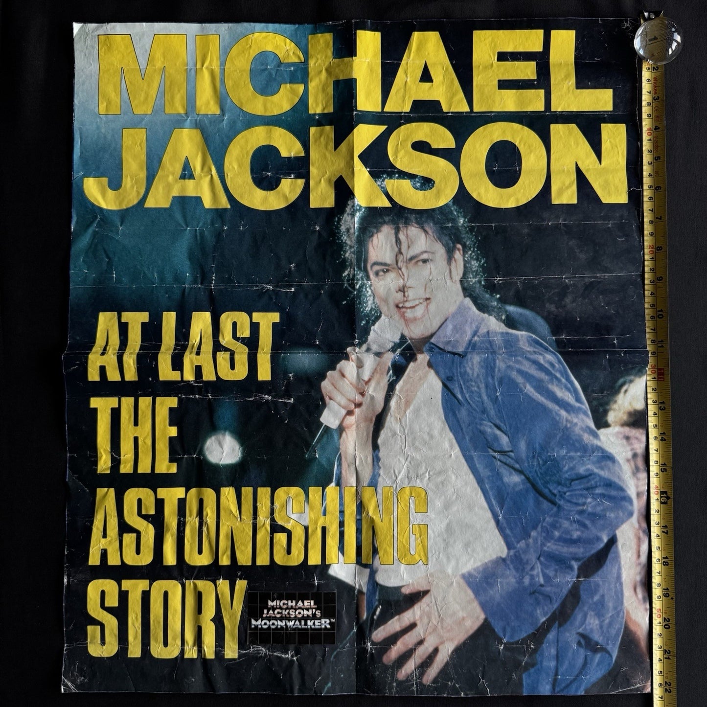 Michael Jackson Original Vintage Poster - Folded - Late 80s + Moonwalker Sticker