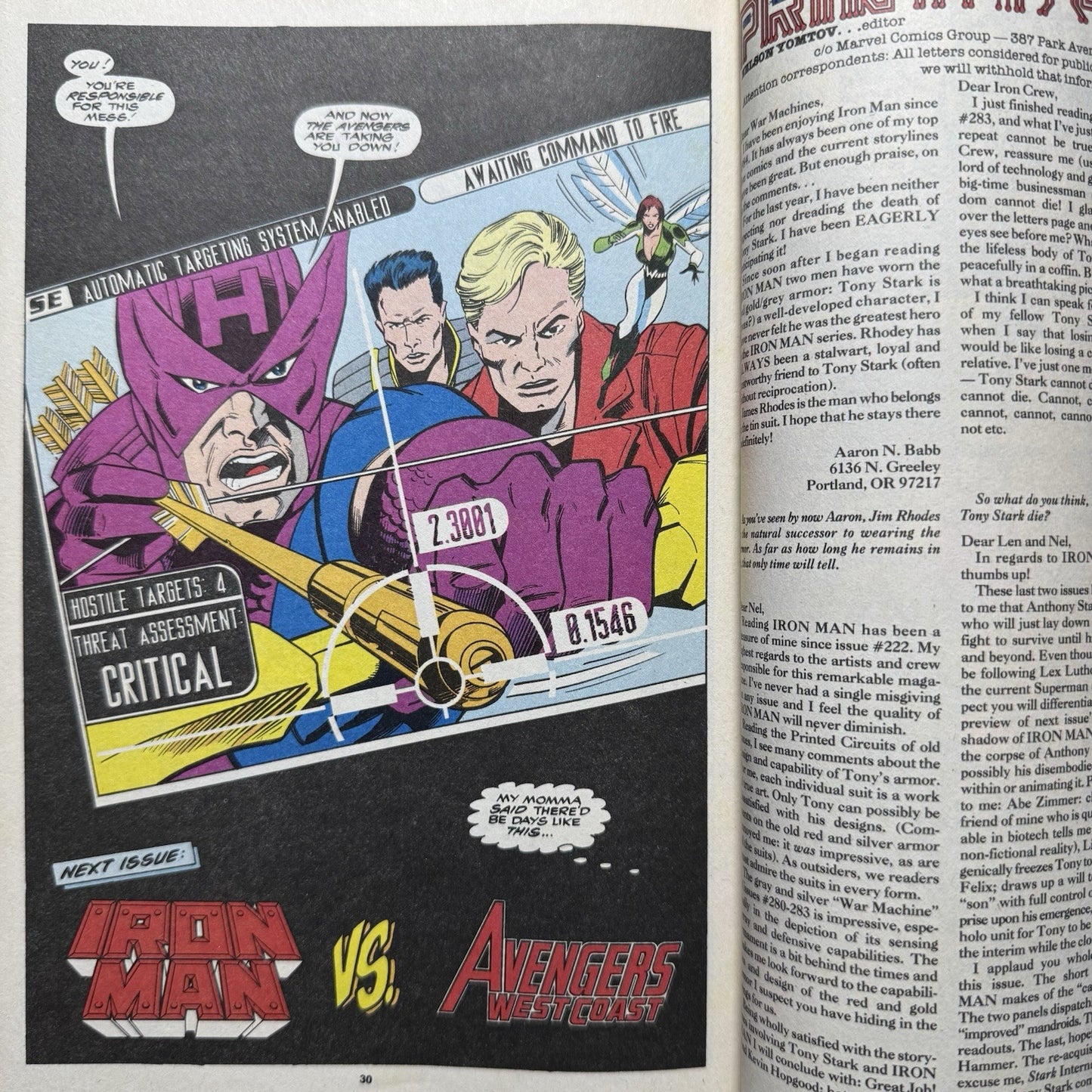 Iron Man 285 - Modern Age Marvel Comics 1992