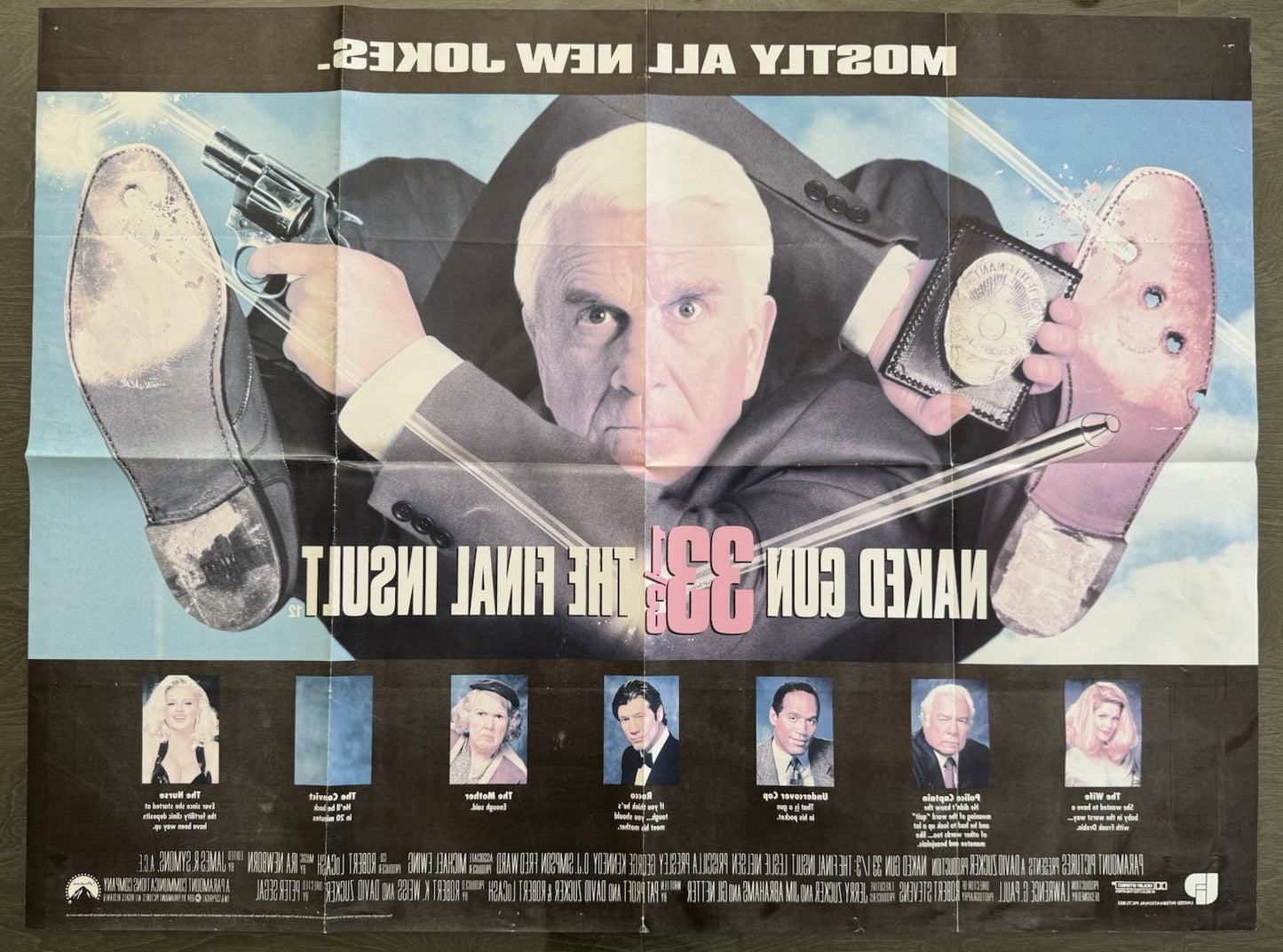 Naked Gun 33⅓ The Final Insult (1994) Original UK Quad Poster - Folded - Vintage
