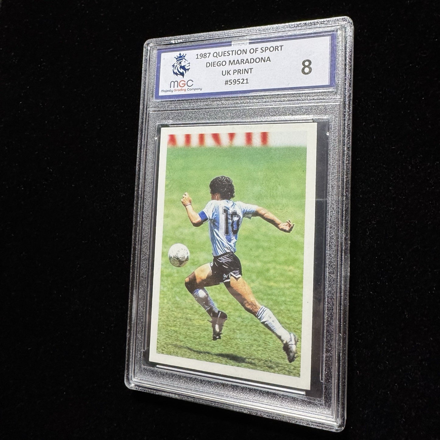 1987 Question of Sport Diego Maradona UK PrintMGC 8 Graded Card