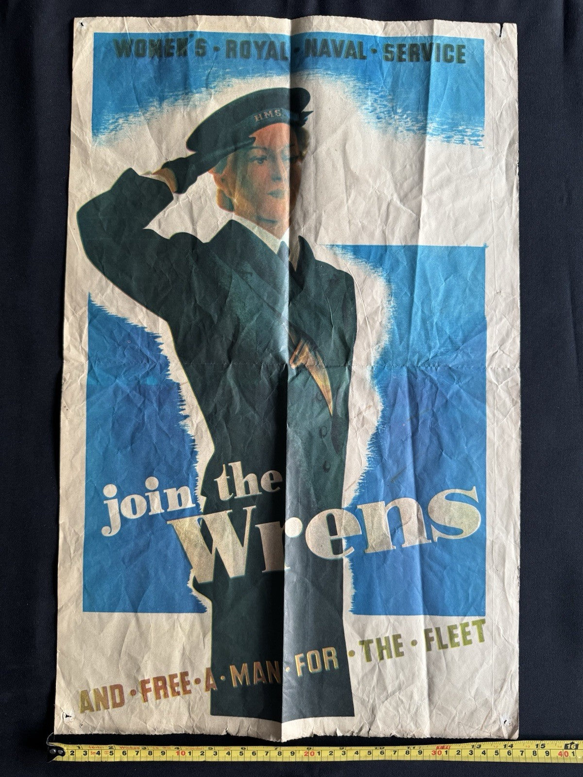 Join The Wrens WRNS Recruitment Poster Believed Original WW2 Era Propaganda