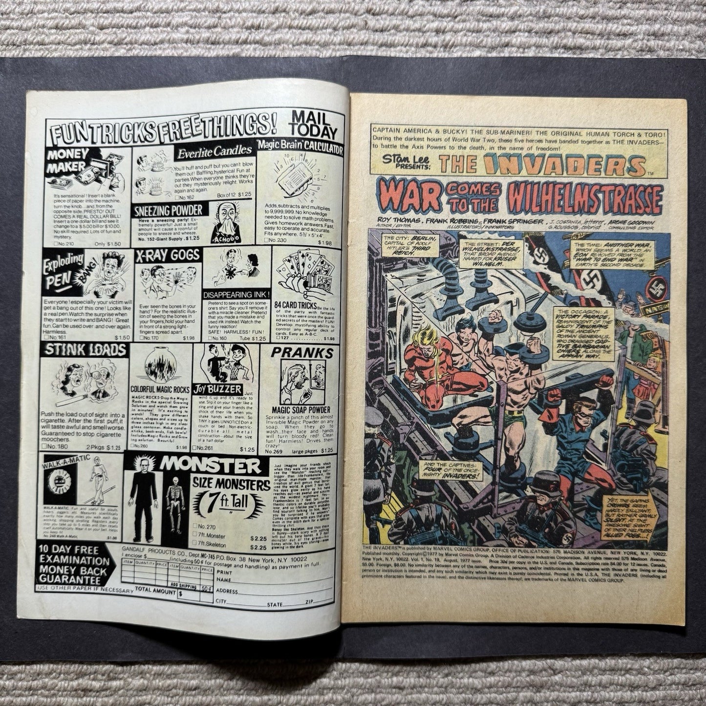 Invaders 19 - 1st Cameo Appearance Of The Second Union Jack - Bronze Age 1977