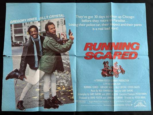 Running Scared 1986 - Original UK Quad Cinema Poster - Gregory Hines - Folded