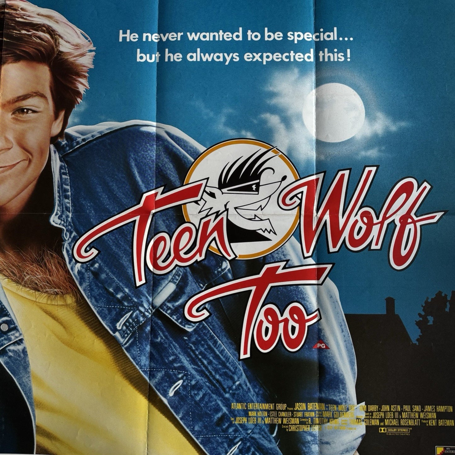 Teen Wolf Too 1987 Original UK Quad Cinema Poster Jason Bateman - Folded