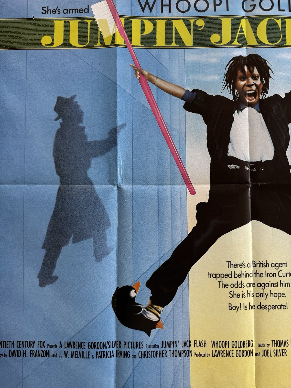 Jumpin’ Jack Flash 1986 - Original UK Quad Poster – Whoopi Goldberg – Folded
