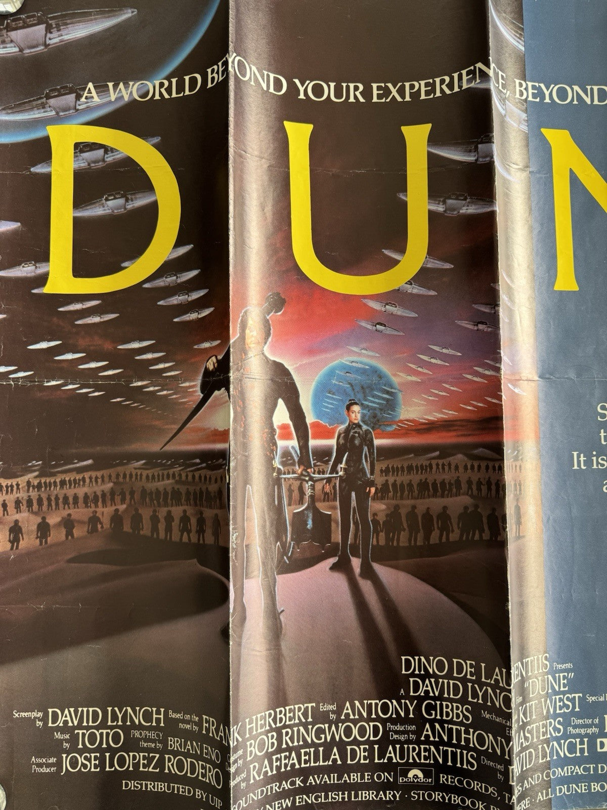 DUNE 1984 Original UK Quad Movie Poster - David Lynch Sci-Fi Classic - Folded