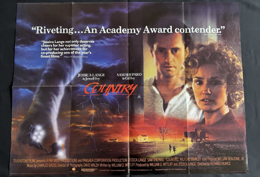 Country 1984 - Original UK Quad Cinema Poster - Jessica Lange - Folded
