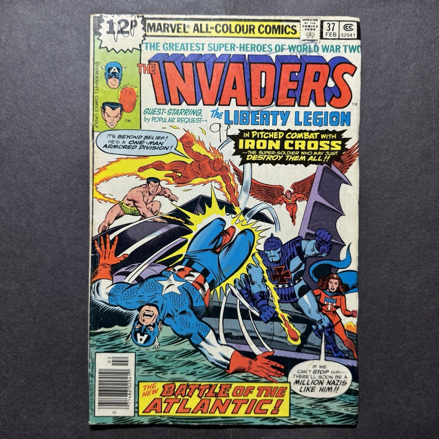 Invaders 37 - 1st Cameo Appearance Of Lady Lotus - Bronze Age Marvel Comics 1979