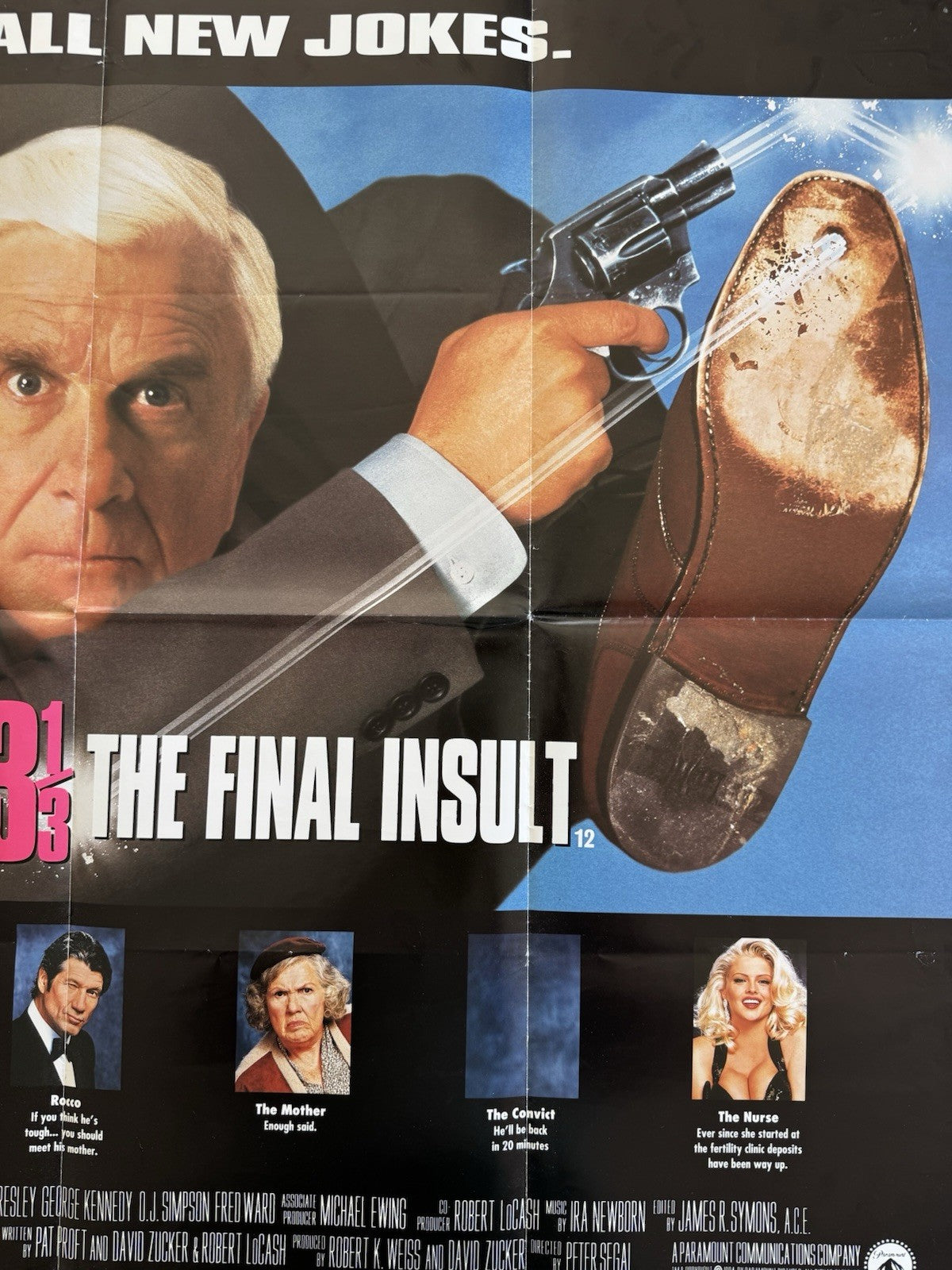 Naked Gun 33⅓ The Final Insult (1994) Original UK Quad Poster - Folded - Vintage