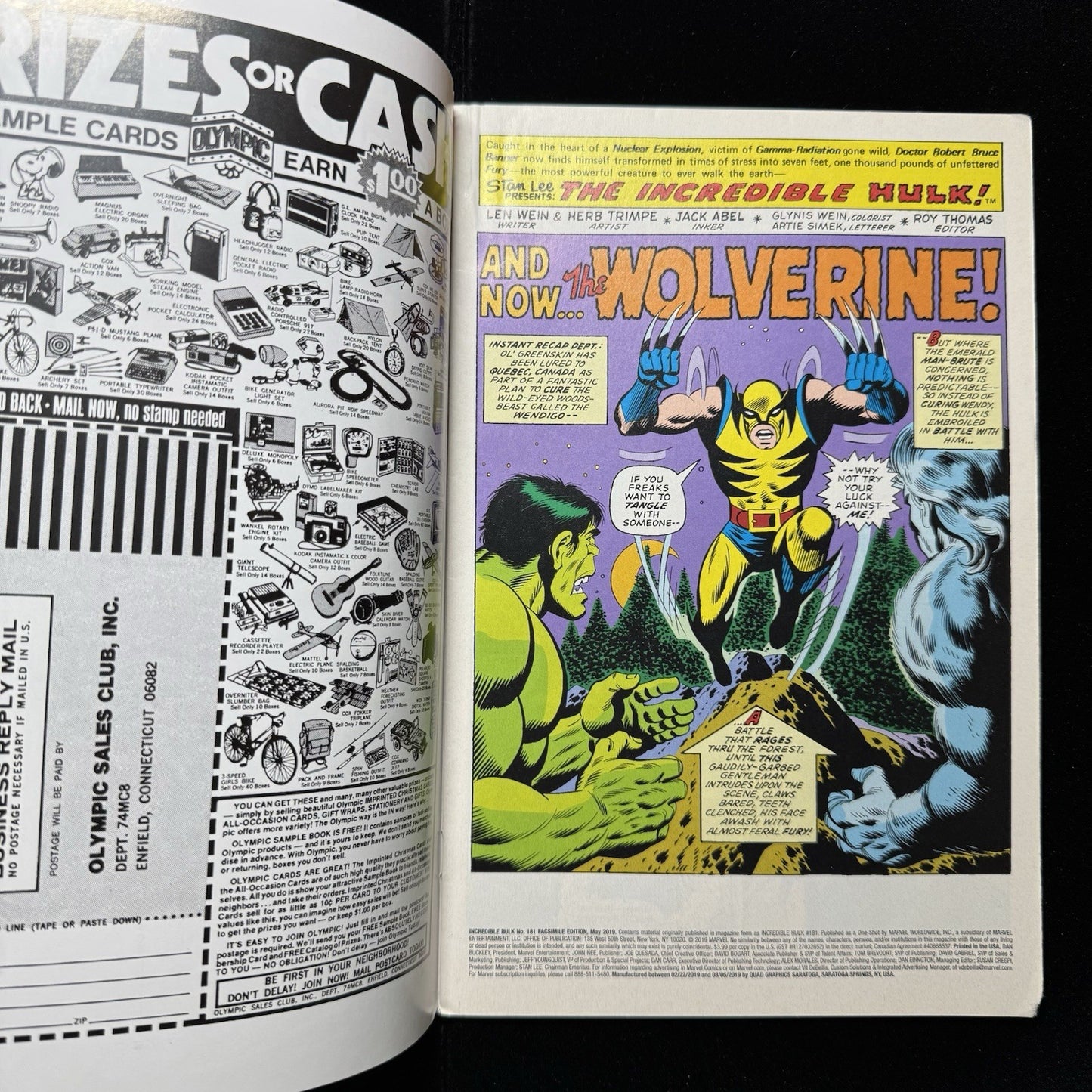 Incredible Hulk 181 - Exclusive Facsimile - Modern Age Marvel Comics 2019