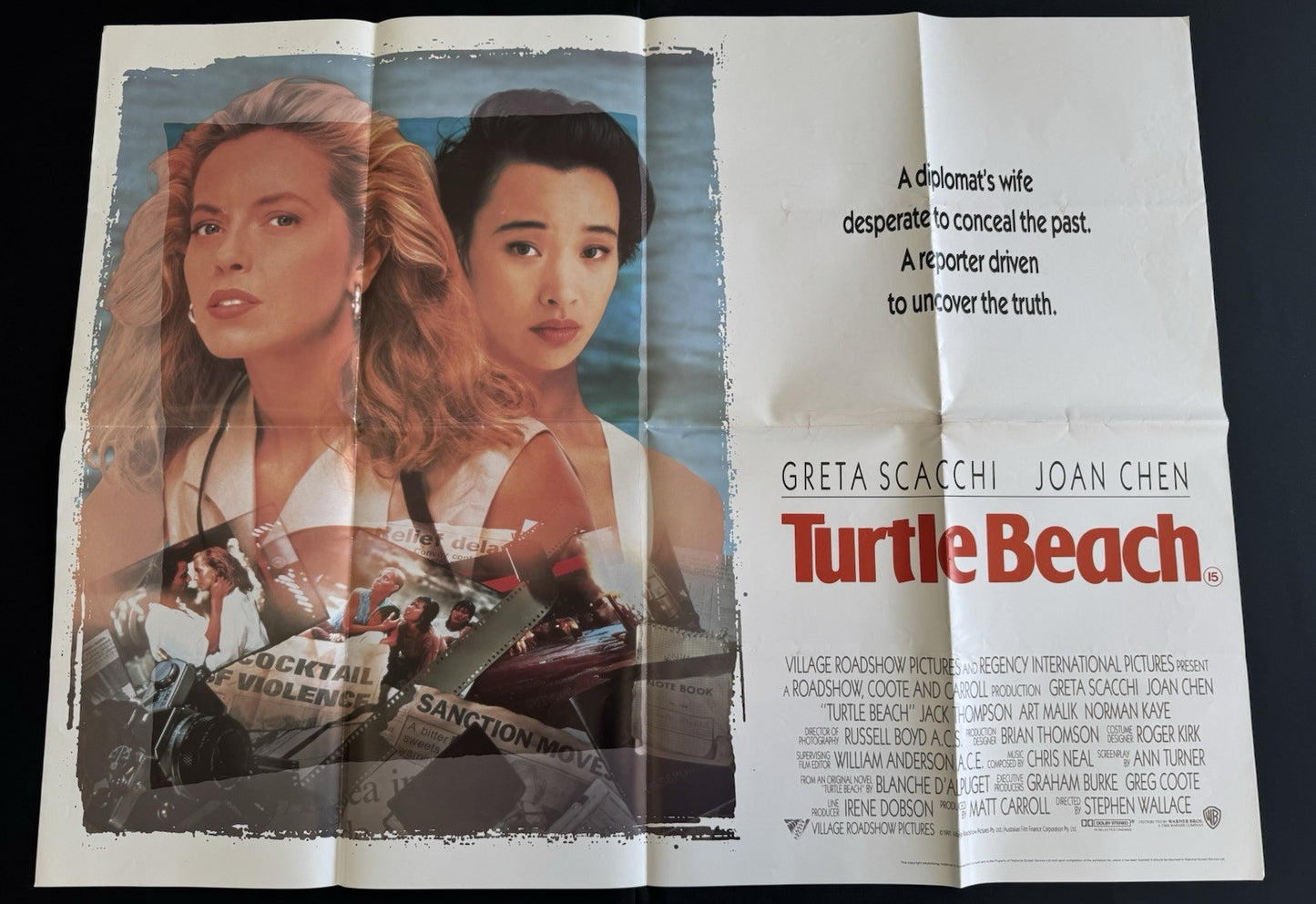 Turtle Beach 1992 Original UK Quad Film Poster Joan Chen Greta Scacchi - Folded