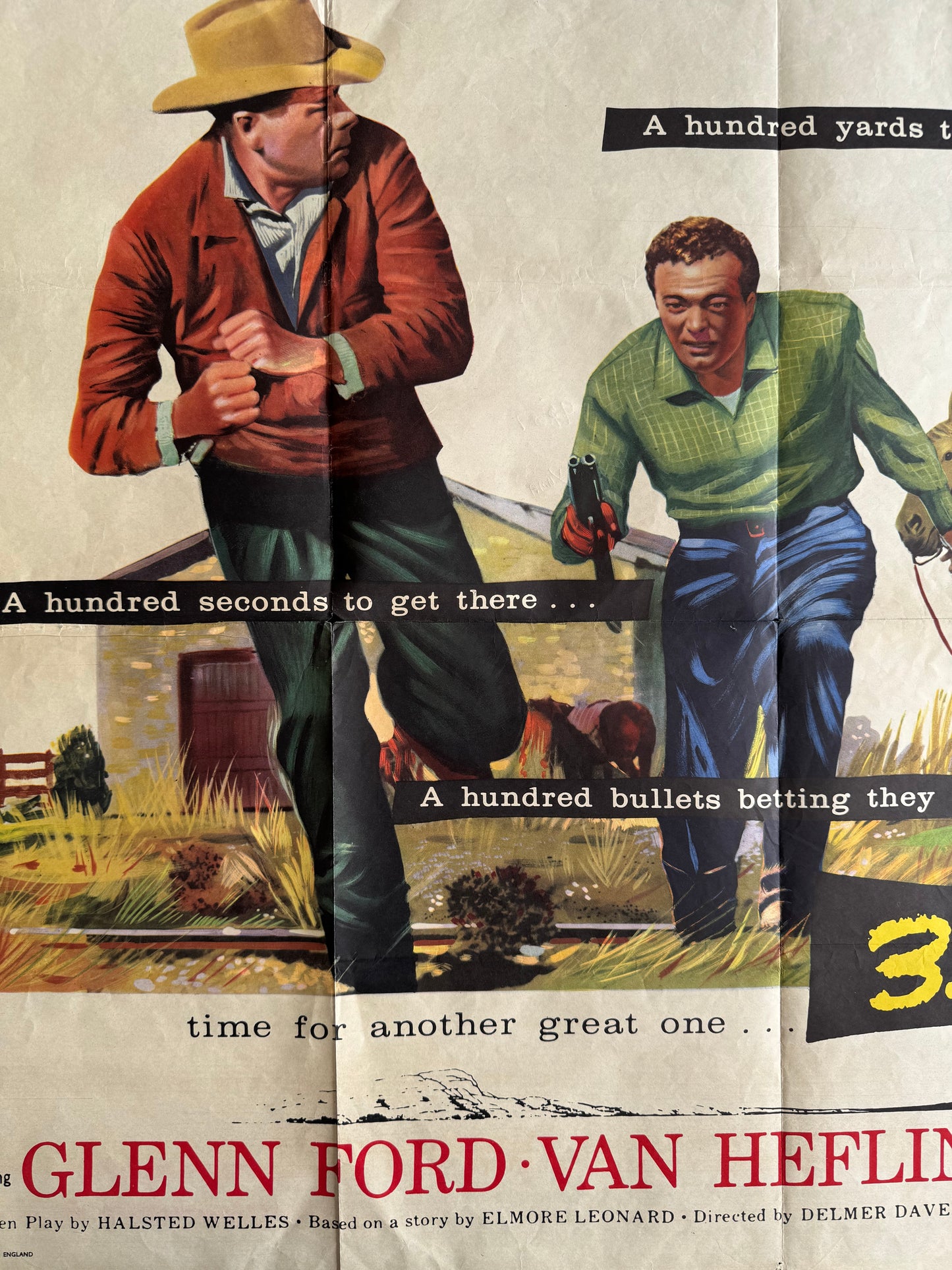 3:10 To Yuma 1957 - Original UK Quad Cinema Poster - Glenn Ford Western - Folded