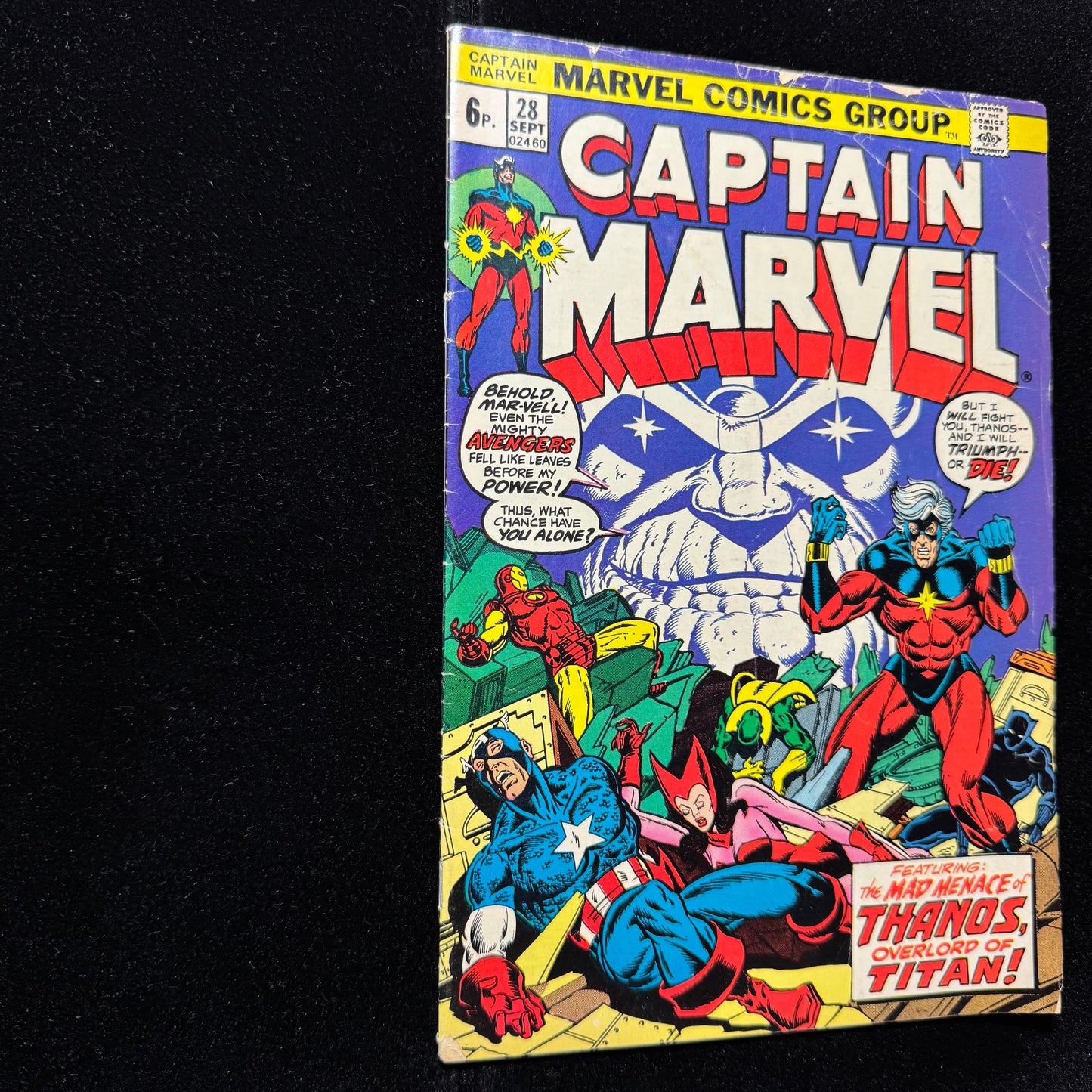 Captain Marvel 28 - 4th App Thanos/ 3rd App Drax - Bronze Age Marvel Comics 1973