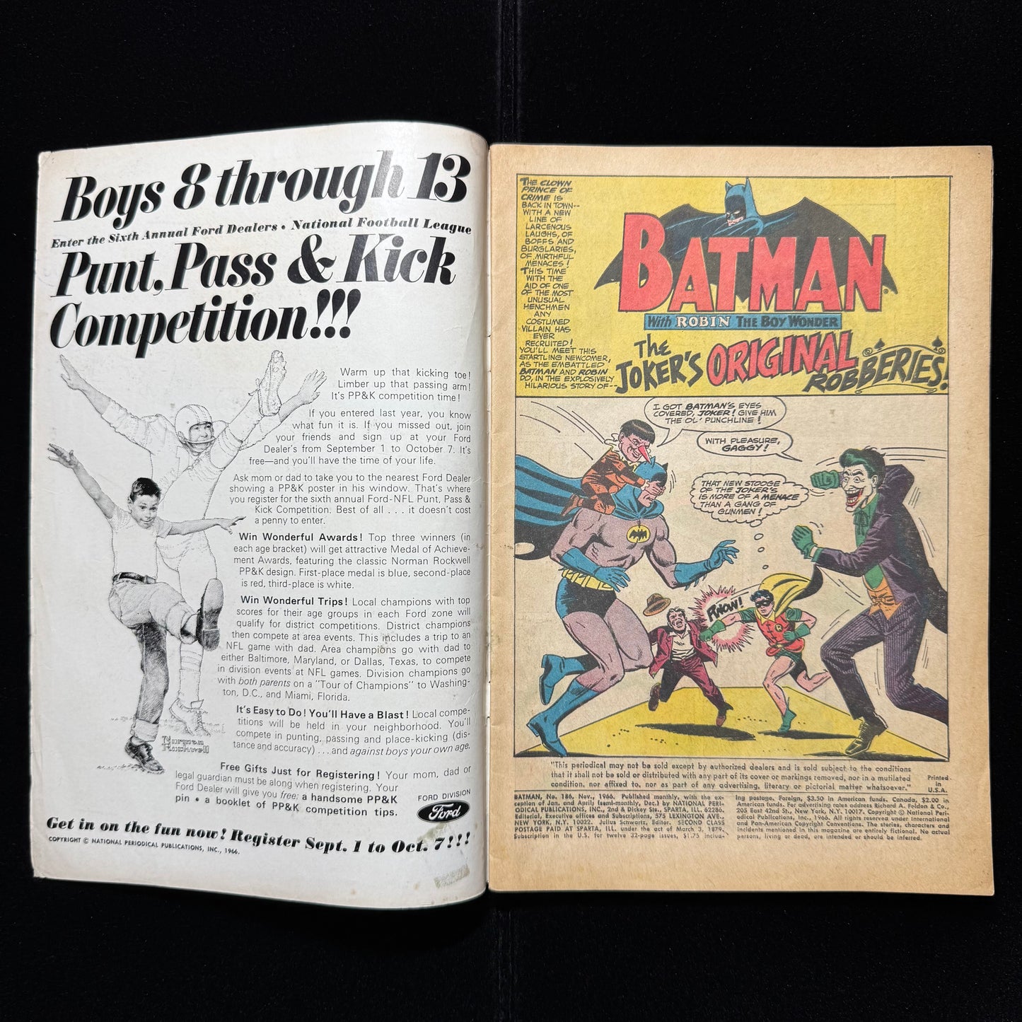 Batman 186 - 1st Appearance Of Gaggy The Clown - Silver Age Dc Comics 1966