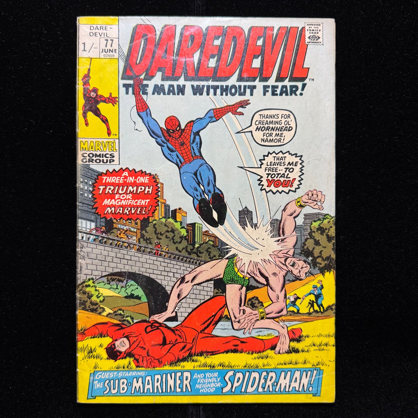 Daredevil 77 - Featuring Spider-Man & Namor - Bronze Age Marvel Comics 1971