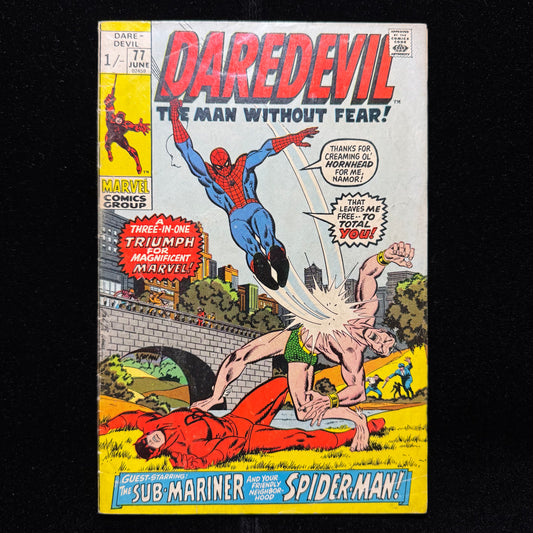 Daredevil 77 - Featuring Spider-Man & Namor - Bronze Age Marvel Comics 1971