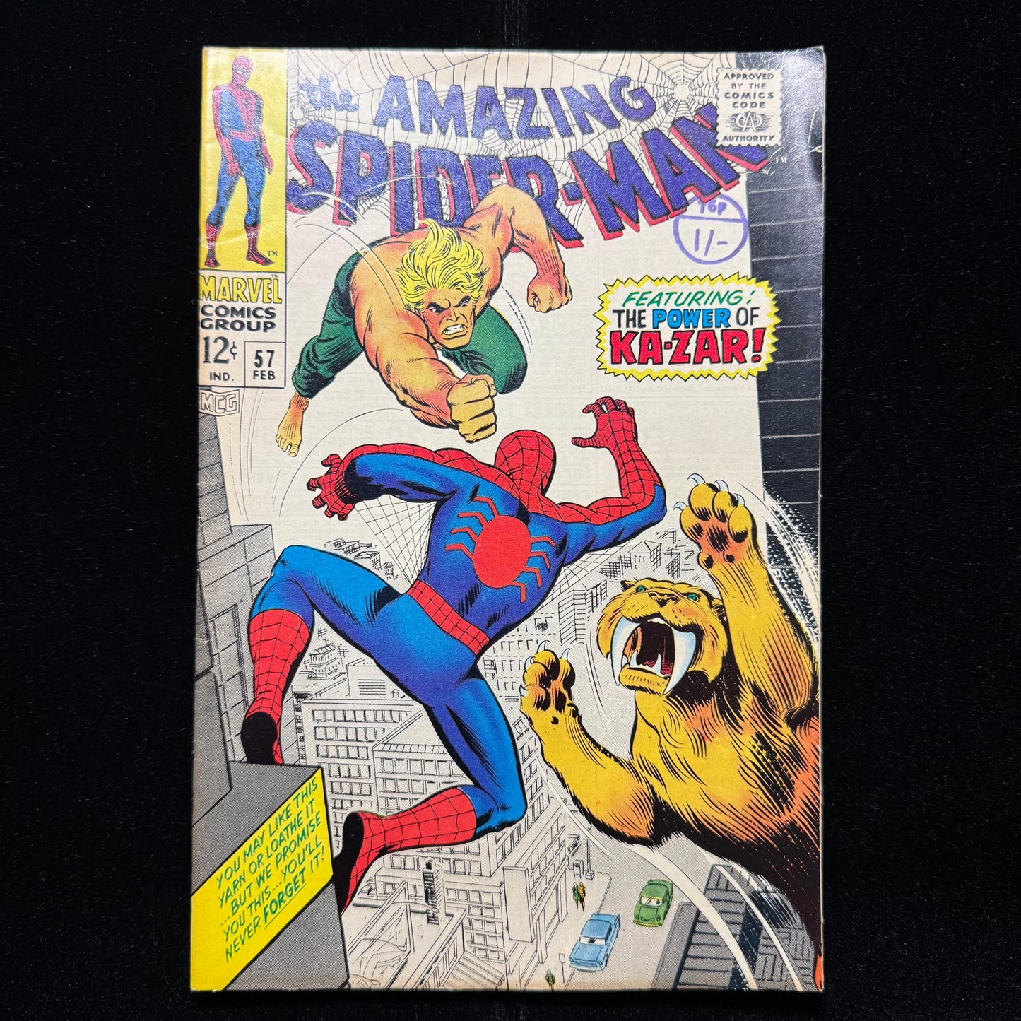 Amazing Spider-Man 57 - Spider-Man And Ka-Zar 1st Meet - Silver Age Marvel 1968
