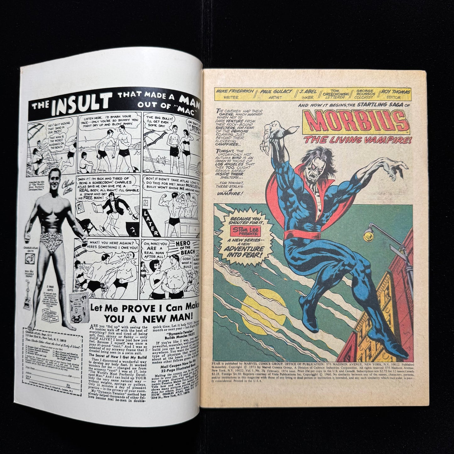 Adventure Into Fear 20 - 1st Solo Morbius Story - Bronze Age Marvel Comics 1974