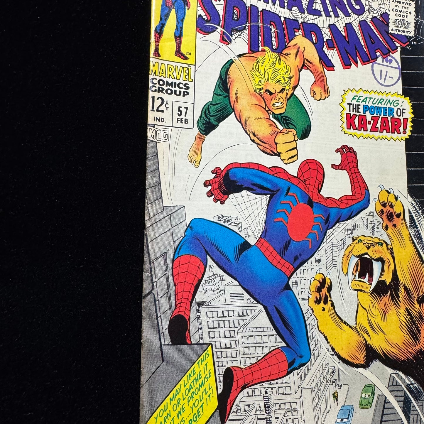 Amazing Spider-Man 57 - Spider-Man And Ka-Zar 1st Meet - Silver Age Marvel 1968