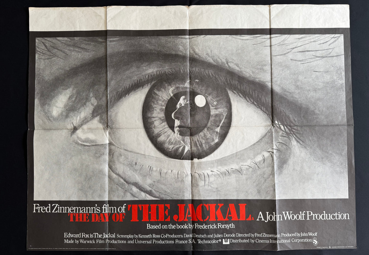 The Day Of The Jackal 1973 - Original UK Quad Cinema Poster - Folded