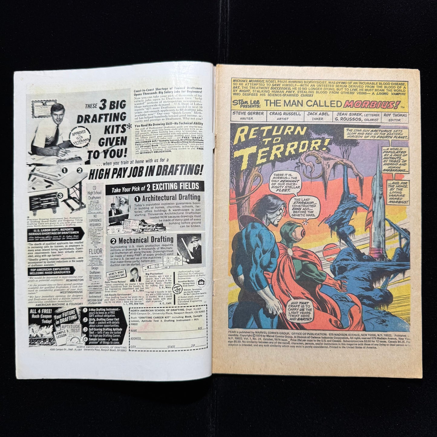 Adventure Into Fear 24 - Blade And Morbius 1st Meet - Bronze Age Marvel 1974