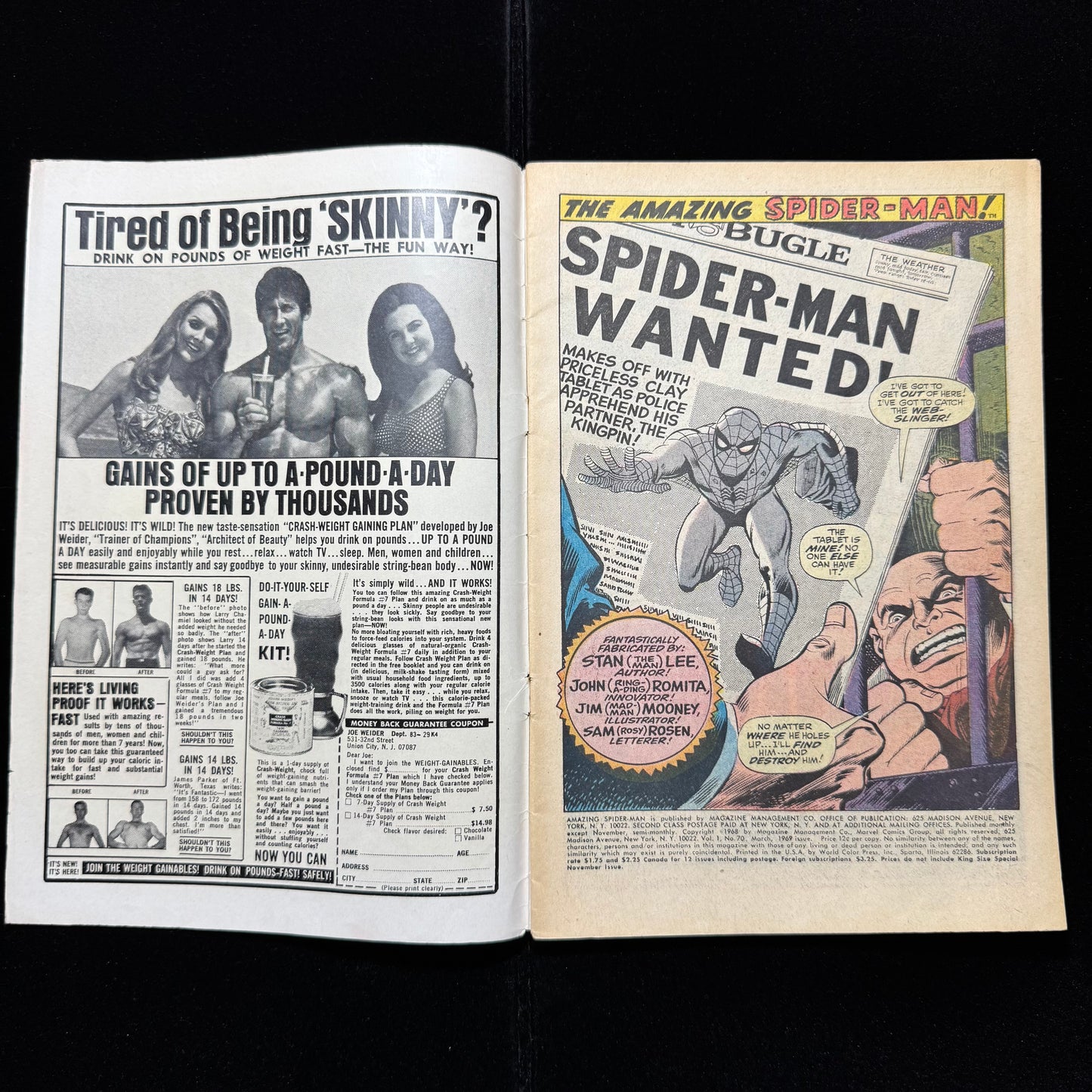 Amazing Spider-Man 70 - 1st Cameo App Of Vanessa Fisk - Silver Age Marvel 1969
