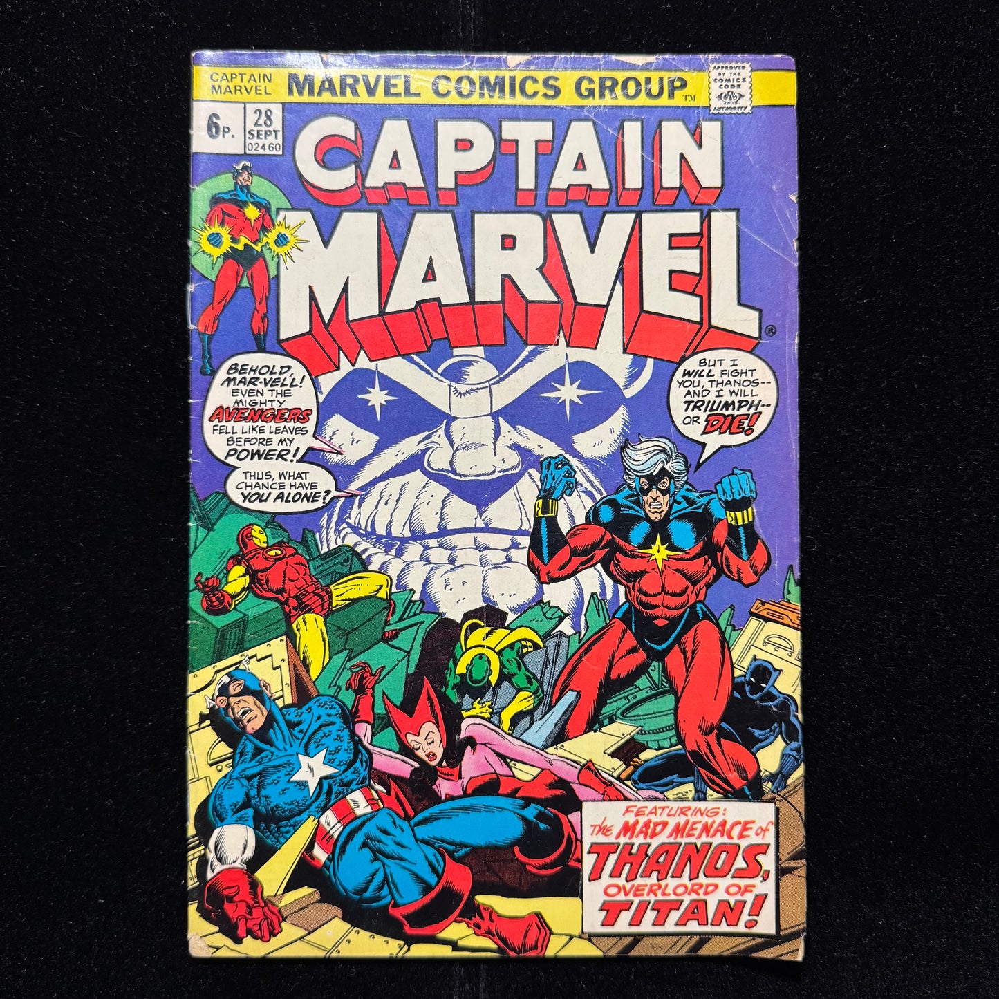 Captain Marvel 28 - 4th App Thanos/ 3rd App Drax - Bronze Age Marvel Comics 1973