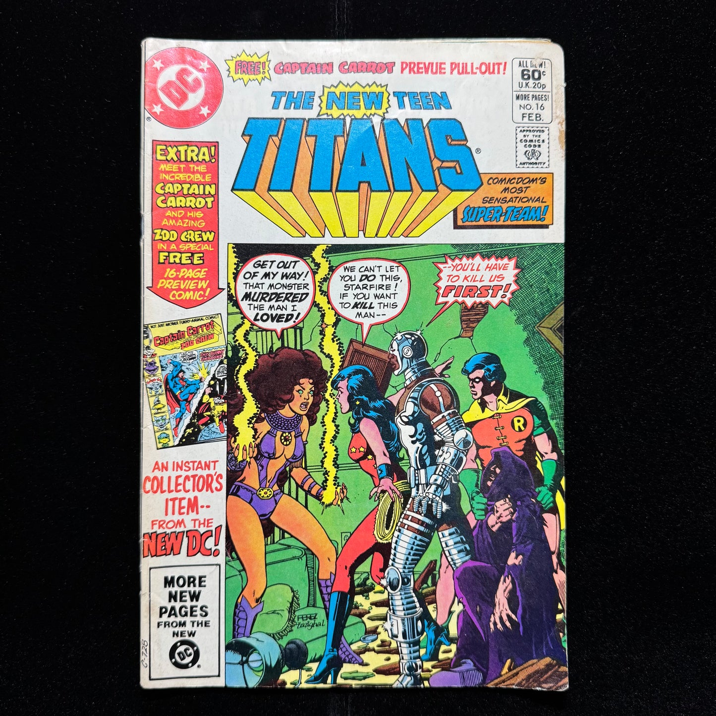 New Teen Titans 16 - 1st App Captain Carrot Zoo Crew - Bronze Age Dc Comics 1982