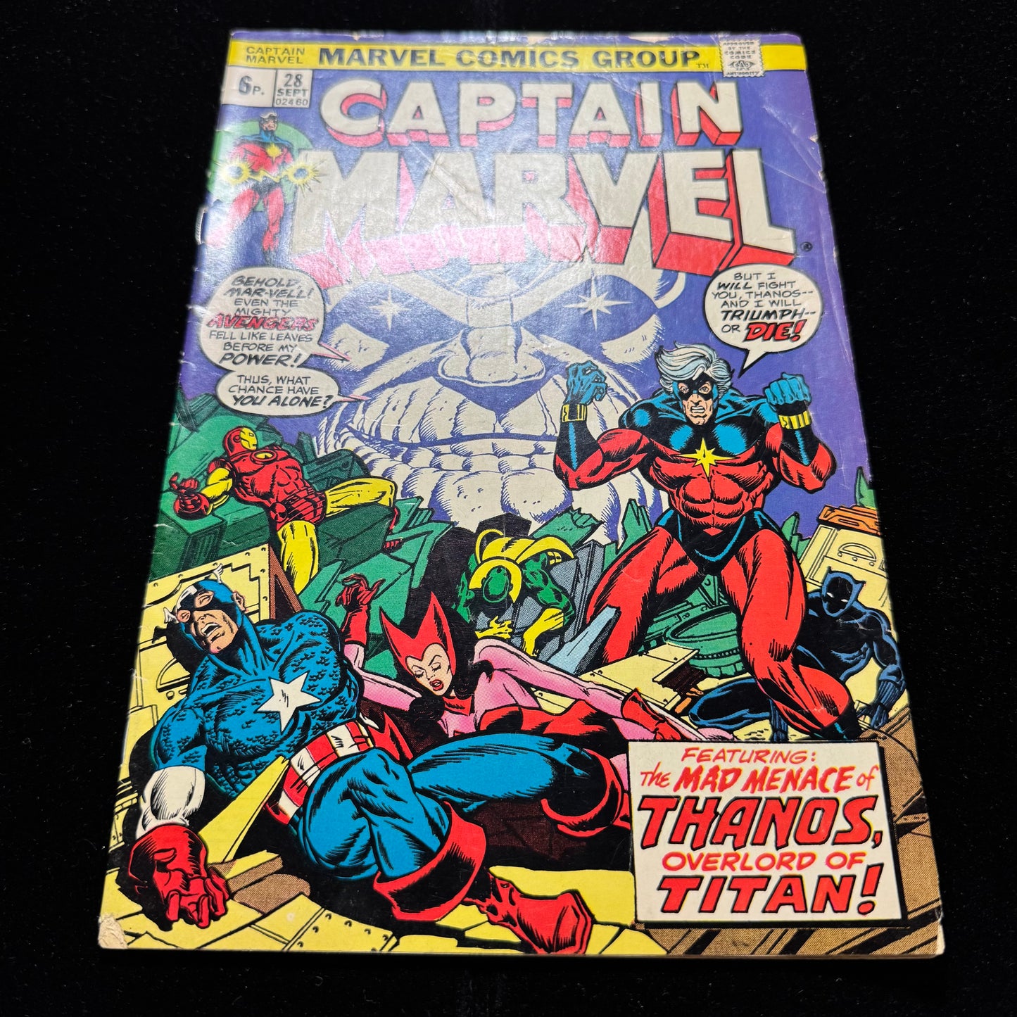 Captain Marvel 28 - 4th App Thanos/ 3rd App Drax - Bronze Age Marvel Comics 1973