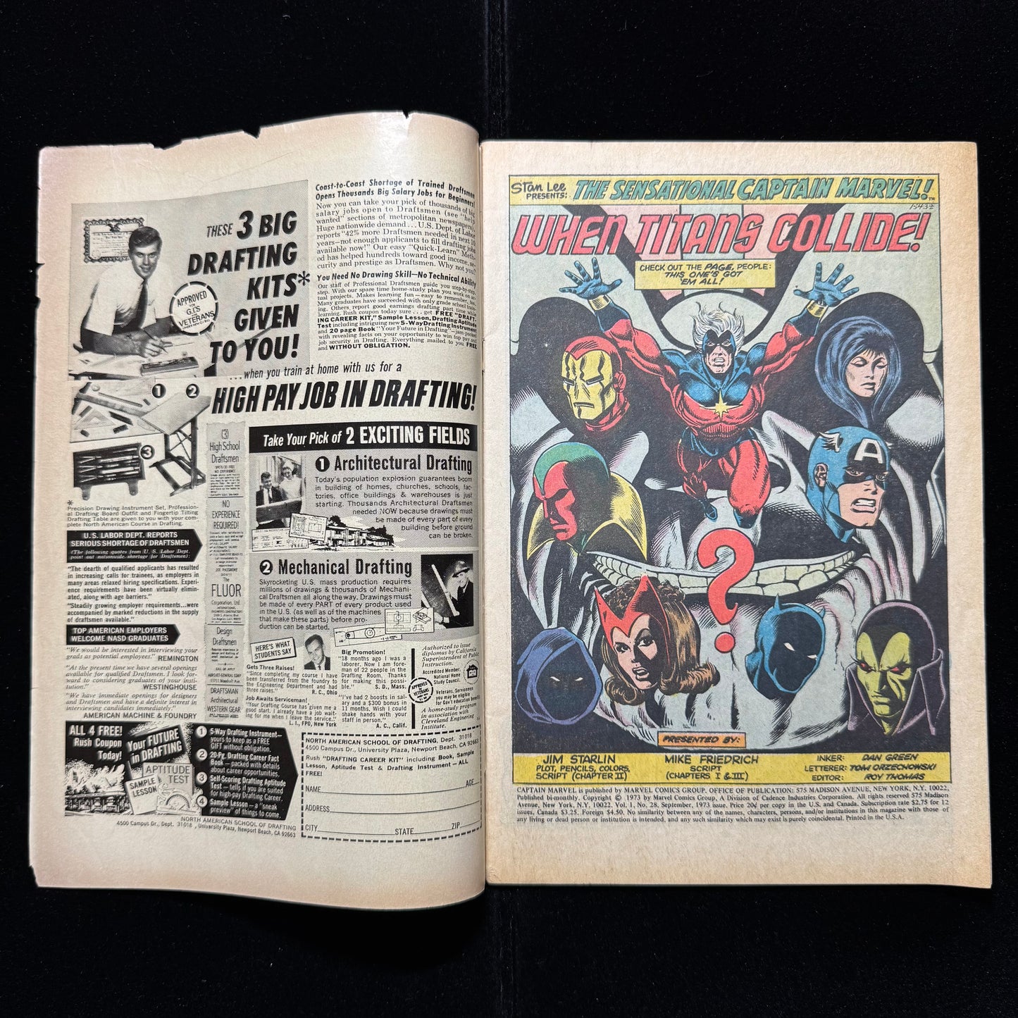 Captain Marvel 28 - 4th App Thanos/ 3rd App Drax - Bronze Age Marvel Comics 1973