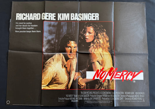 No Mercy 1986 - Original UK Quad Cinema Poster - Richard Gere - Folded