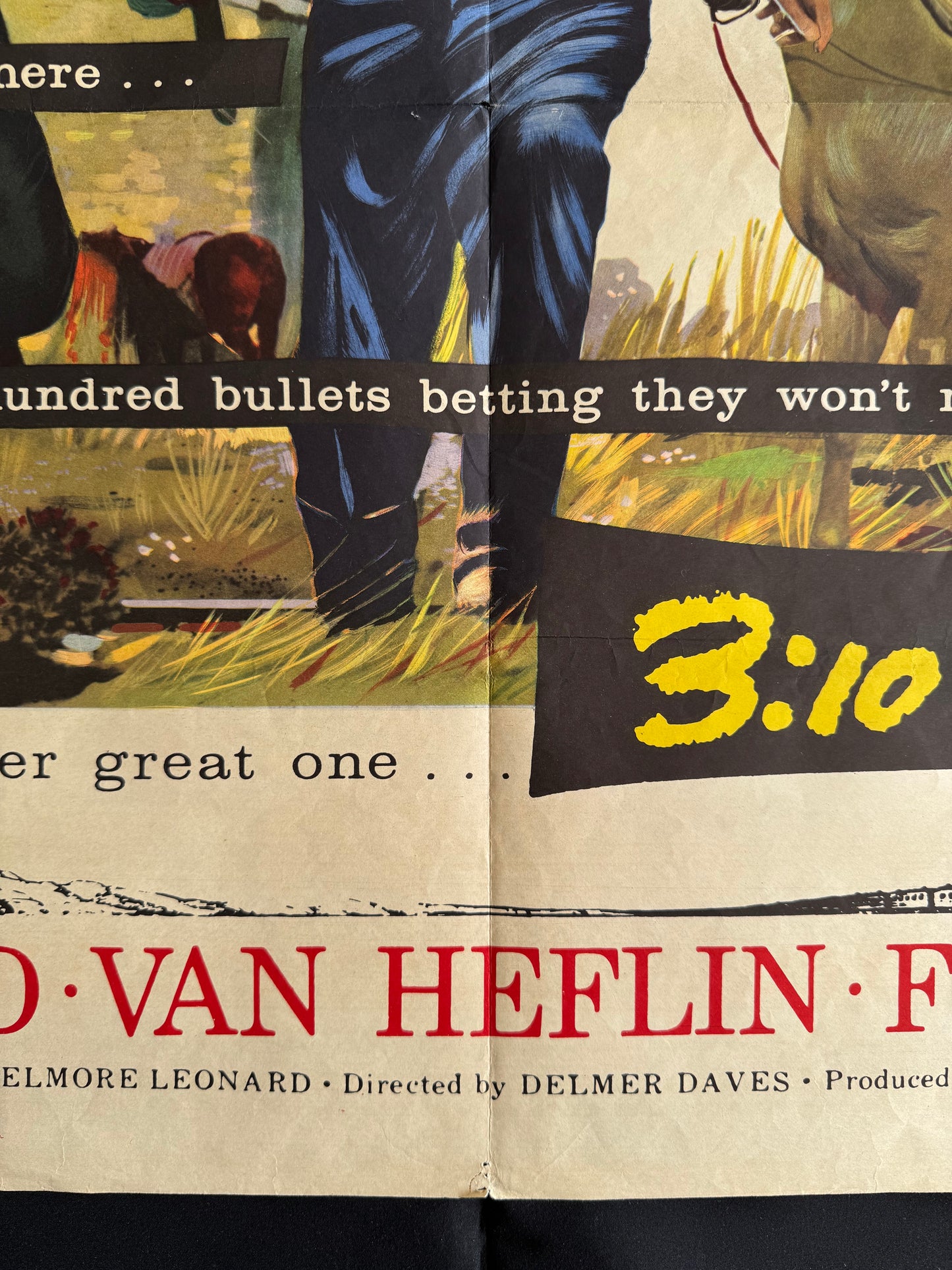3:10 To Yuma 1957 - Original UK Quad Cinema Poster - Glenn Ford Western - Folded