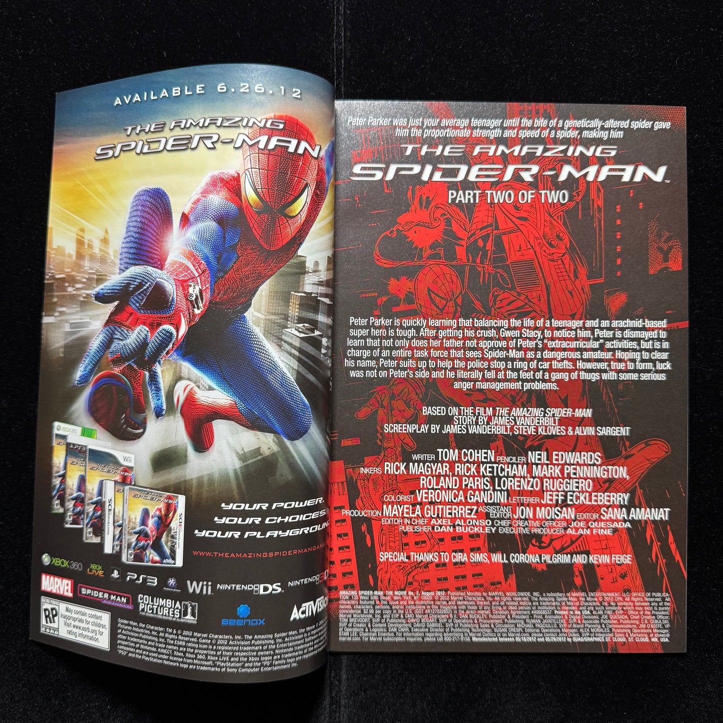 Amazing Spider-Man: The Movie 1-2 - Full Set - Modern Age Marvel Comics 2012