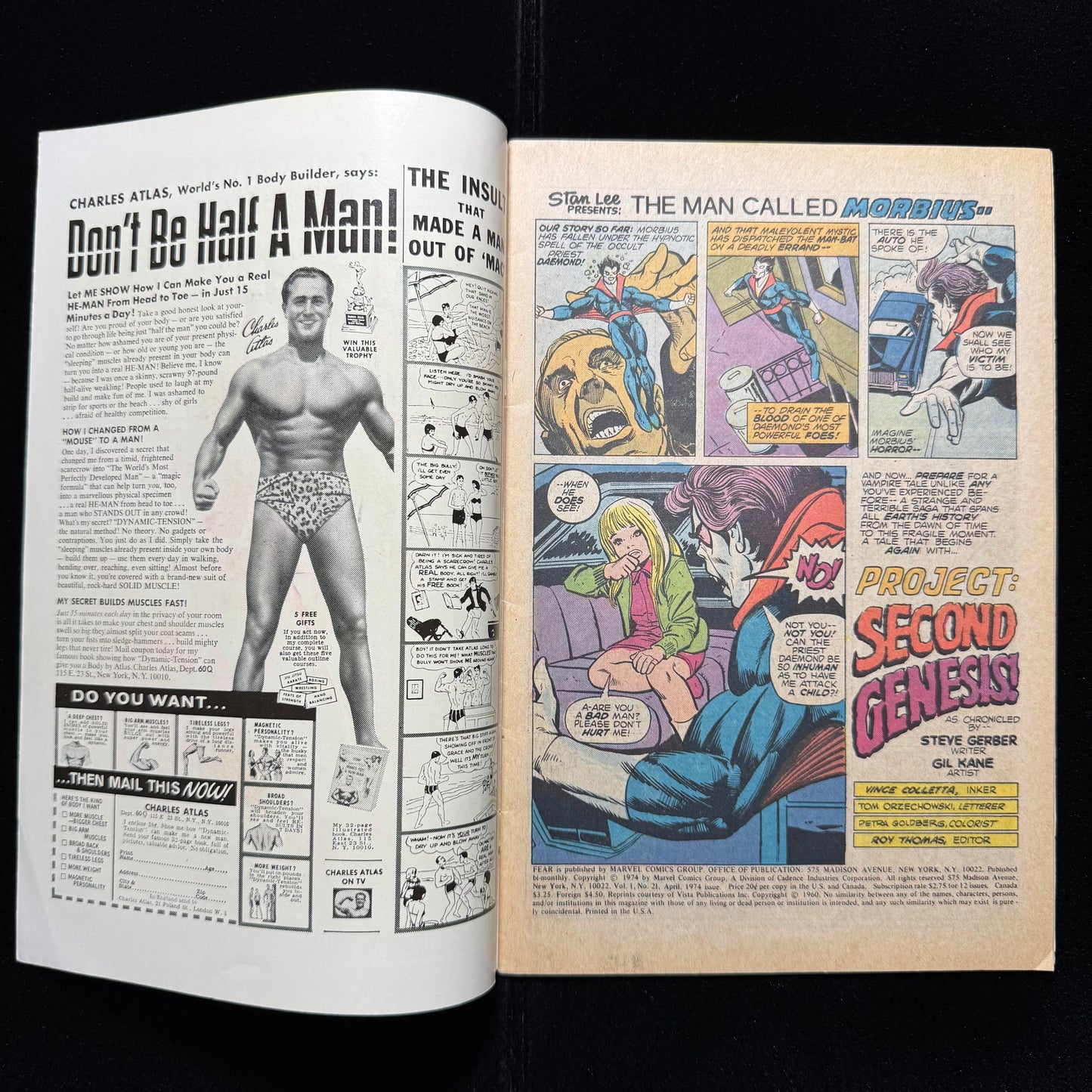 Adventure Into Fear 21 - 2nd Solo Morbius Story - Bronze Age Marvel Comics 1974