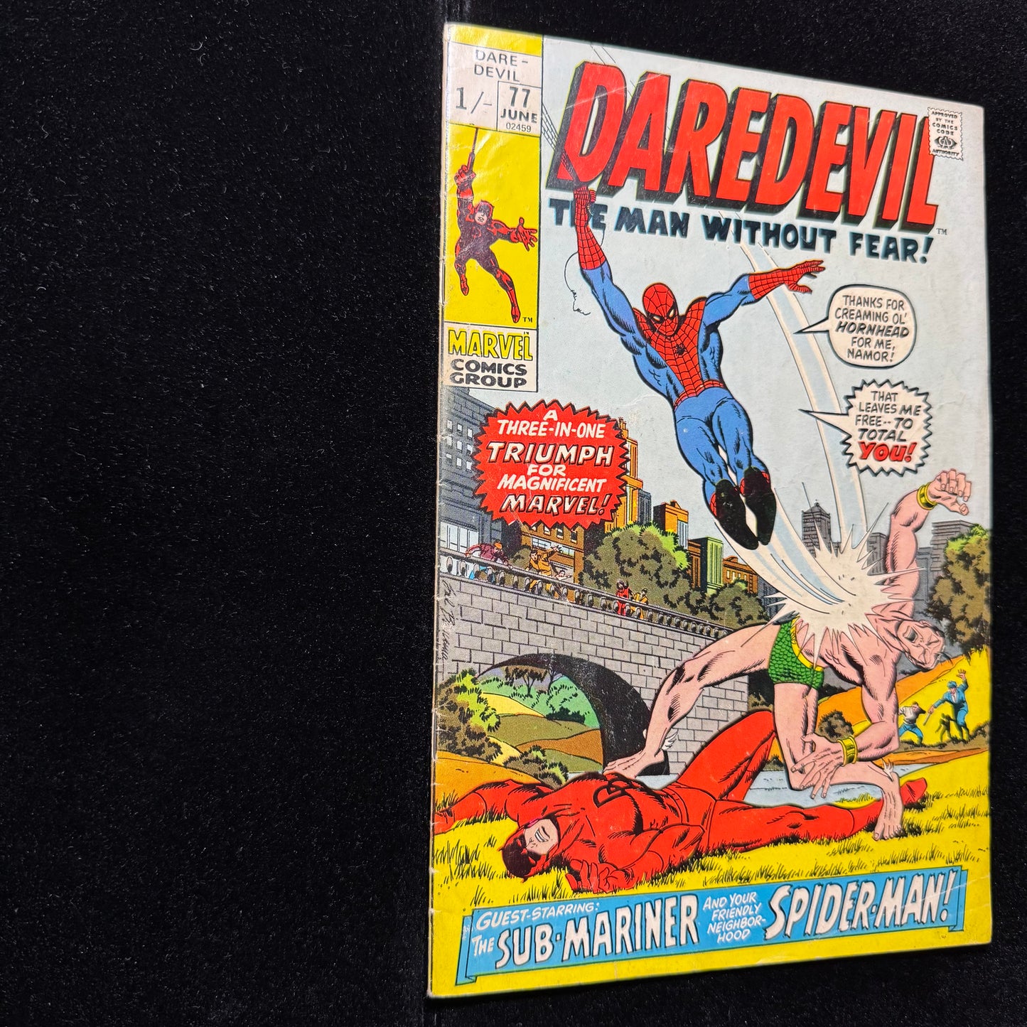 Daredevil 77 - Featuring Spider-Man & Namor - Bronze Age Marvel Comics 1971