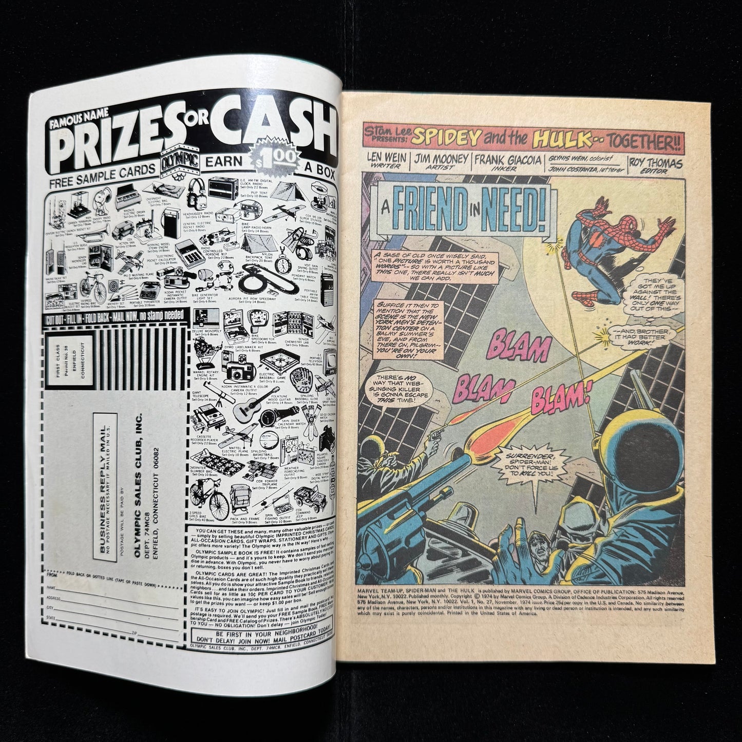 Marvel Team Up 27 - Value Stamp Has Been Cut Out- Bronze Age Marvel Comics 1974