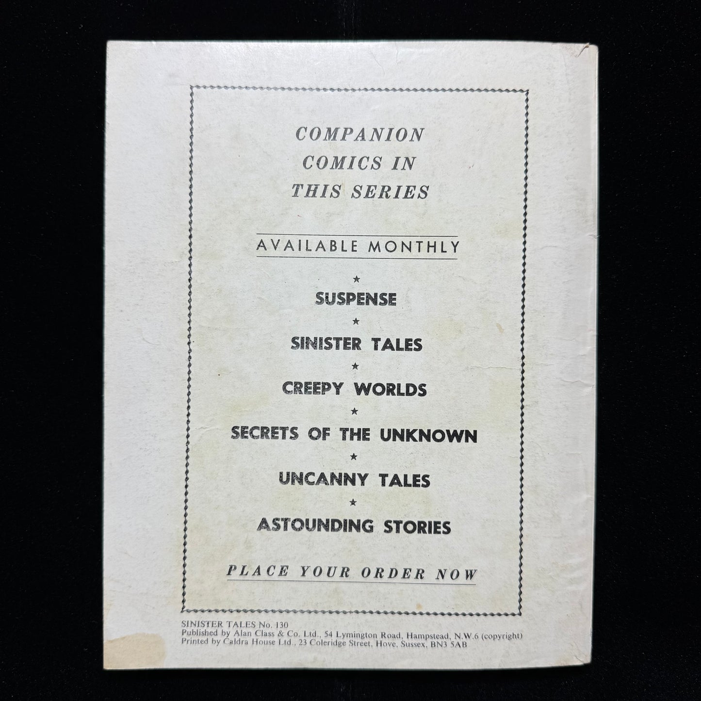 Sinister Tales 130 - Bronze Age Alan Class Comics 1974