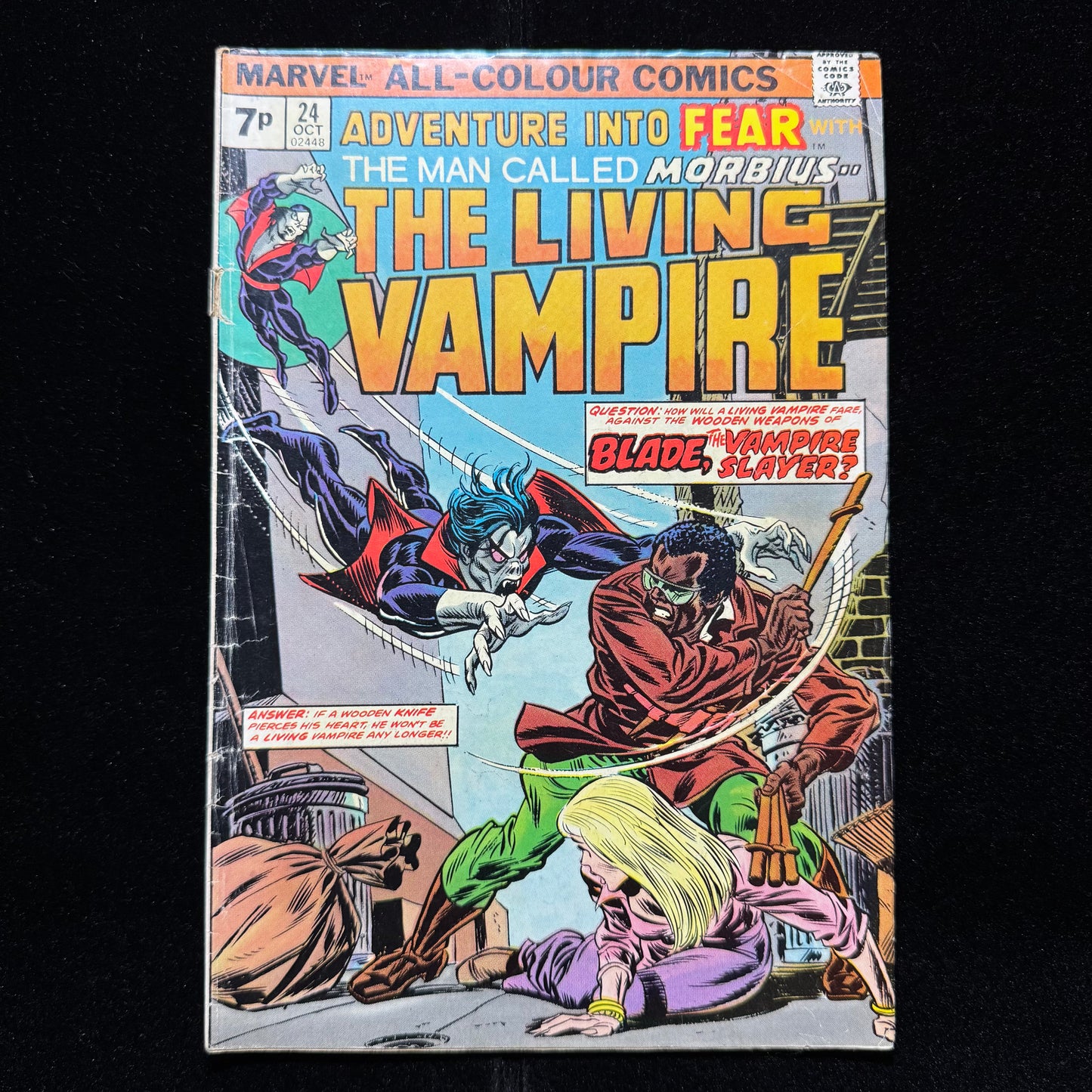Adventure Into Fear 24 - Blade And Morbius 1st Meet - Bronze Age Marvel 1974