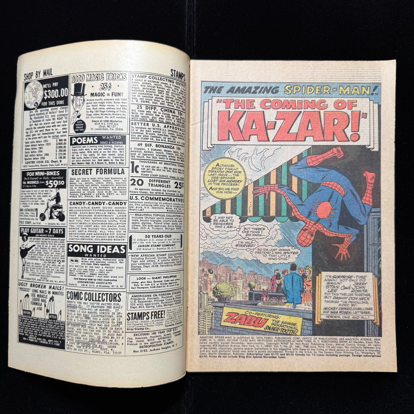 Amazing Spider-Man 57 - Spider-Man And Ka-Zar 1st Meet - Silver Age Marvel 1968