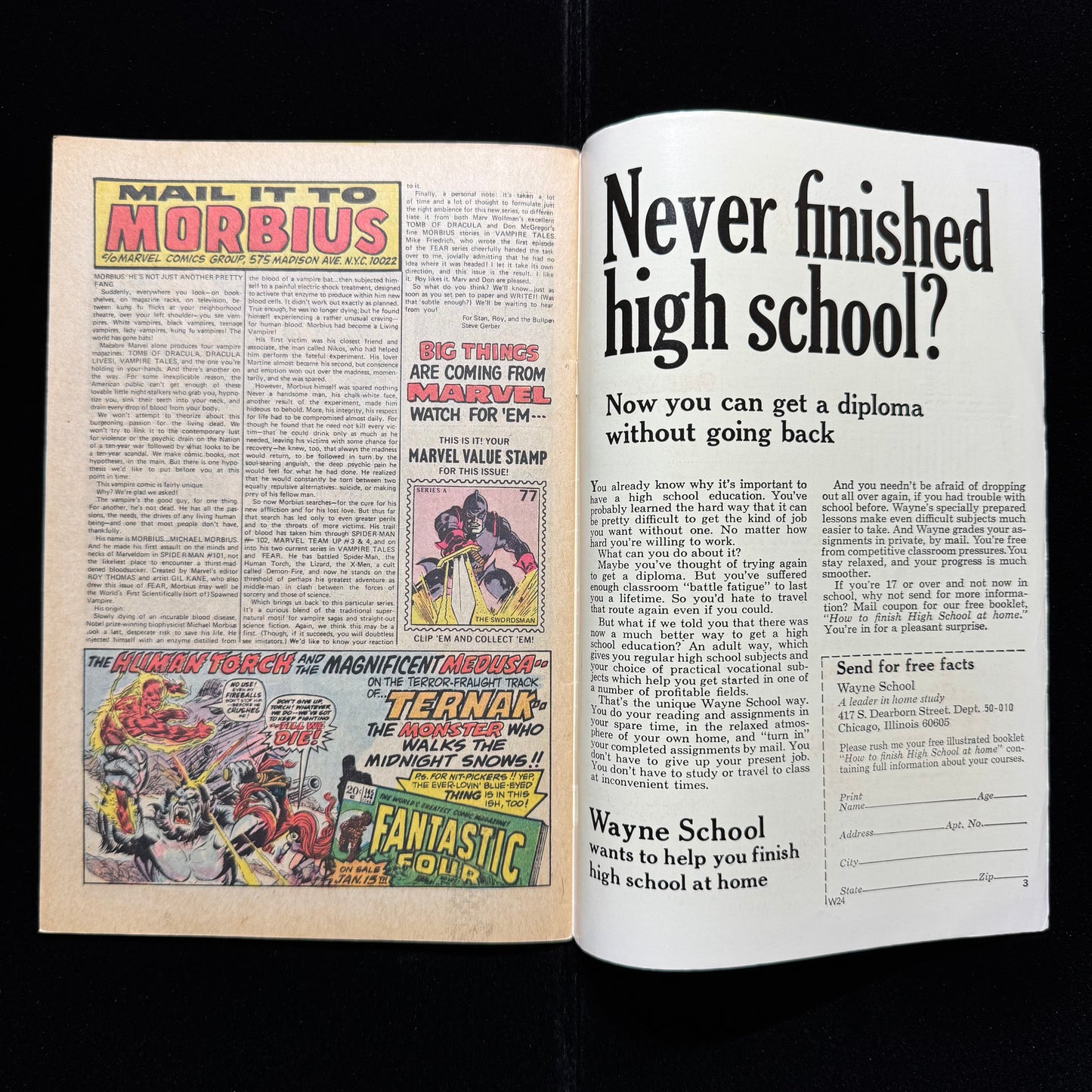 Adventure Into Fear 21 - 2nd Solo Morbius Story - Bronze Age Marvel Comics 1974