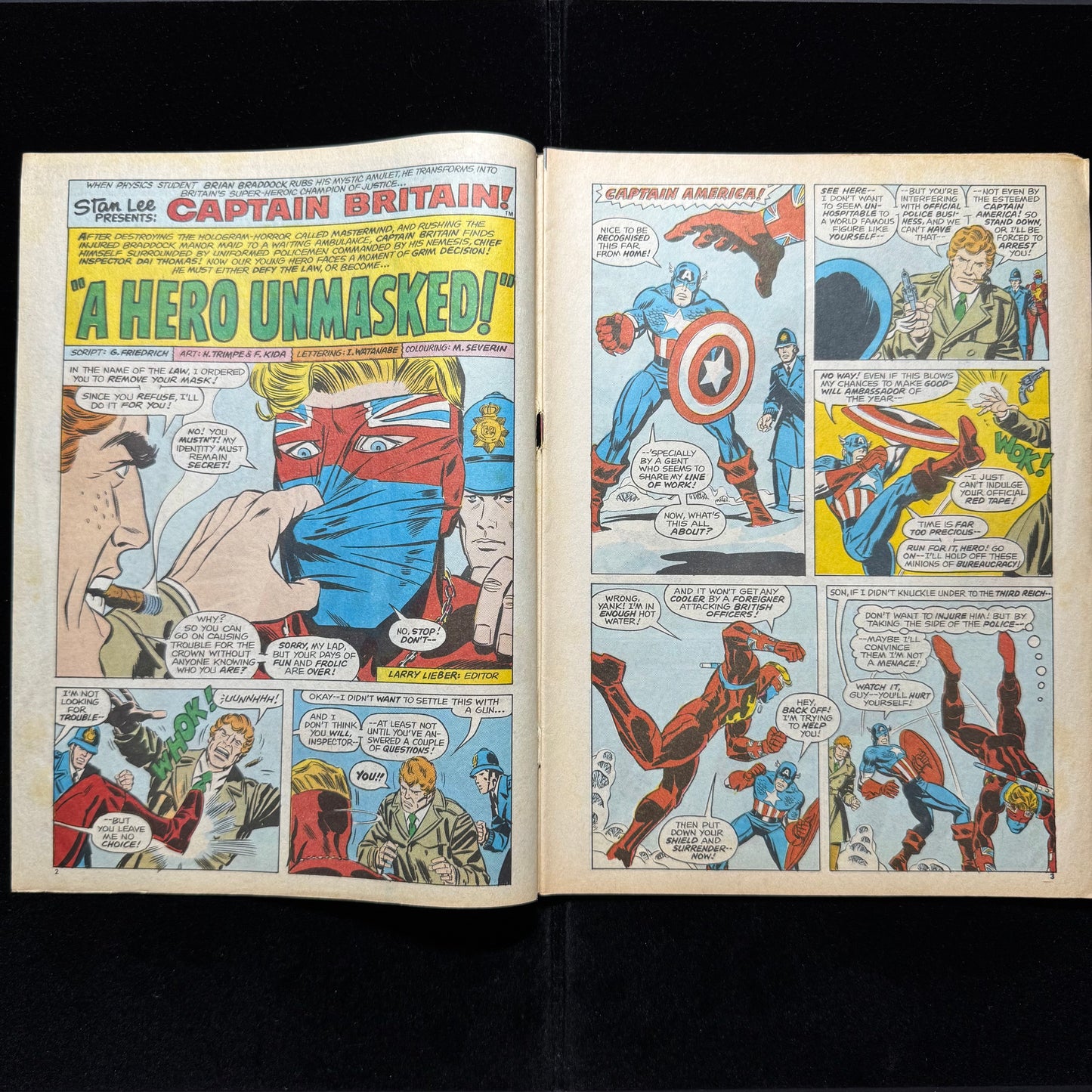 Captain Britain 16 - 1st Meeting Of Cap Britain & Cap America - Bronze Age 1977